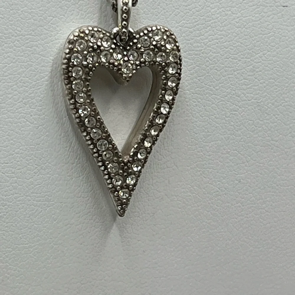 Brighton Bella Mia‎ Necklace Pave Crystals Heart Pendant Reversible Retired 17